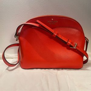 Kate Spade Payton Large Dome Crossbody Orange Leather